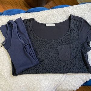 Bundle-Lace Pocket Shirt & Ribbed Tank-XS